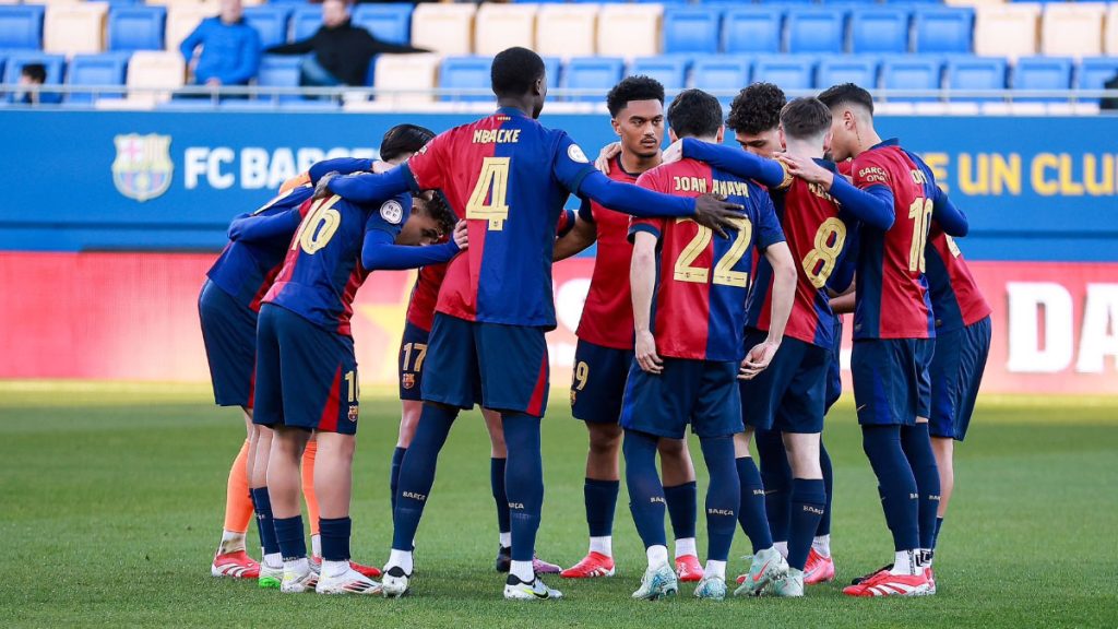 Los jugadores del Barça Atlètic antes de un partido. Foto: FC Barcelona.