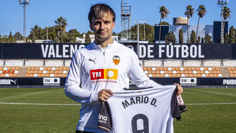 Mario Domínguez, delantero del VCF Mestalla. Foto: Valencia CF.