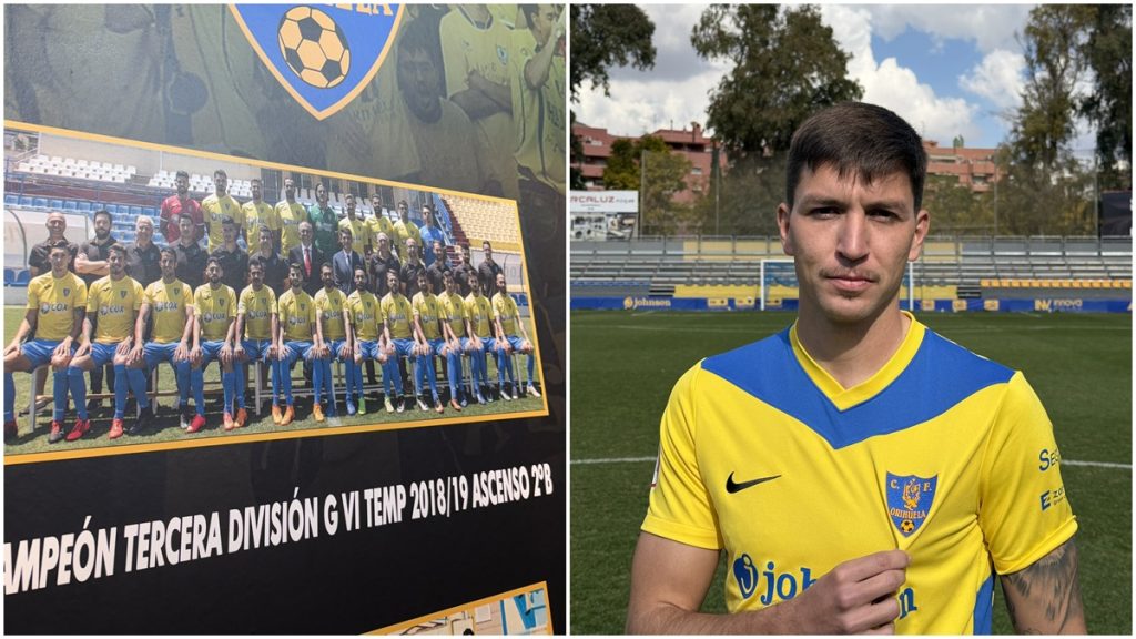 Pedro Inglés, jugador de la plantilla del ascenso de 2019 del Orihuela CF. Foto: club.