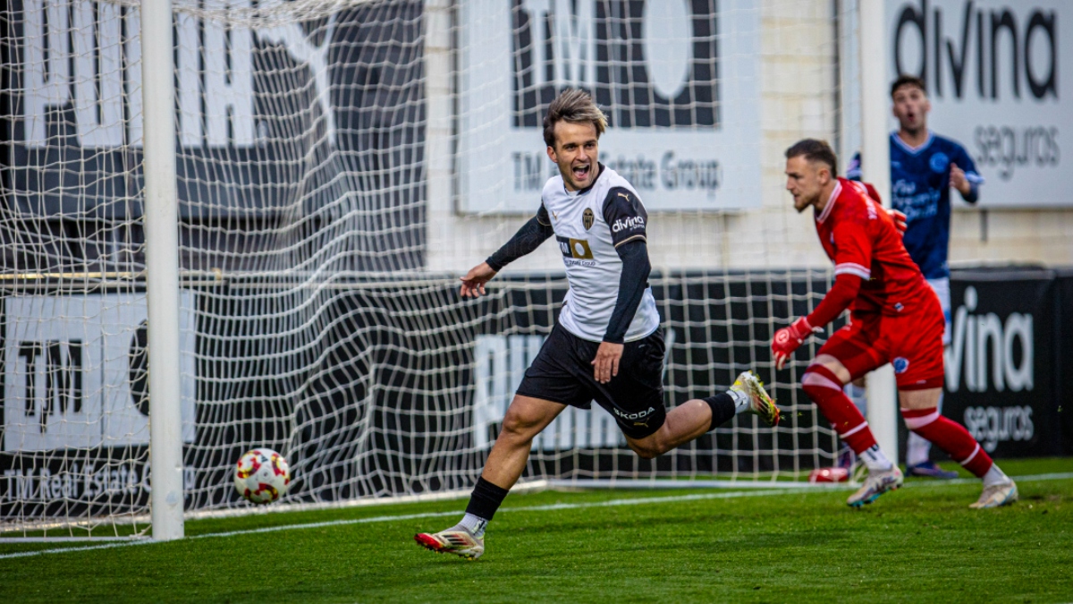 Mario Domínguez, delantero del VCF Mestalla. Foto: Valencia CF.