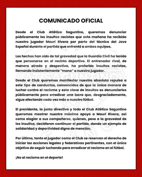 COMUNICADO ATLÉTICO SAGUNTINO