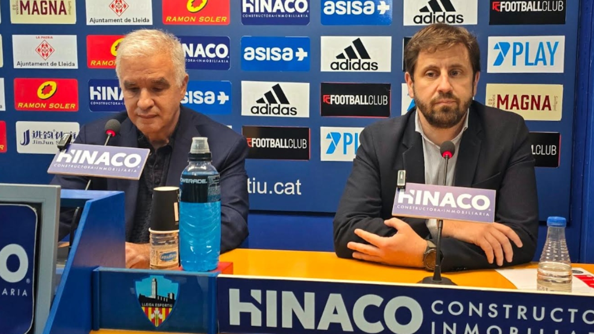 Luis Pereira y Marc Torres, Presidente y Adjunto a la Dirección del club. Foto: Lleida CF.