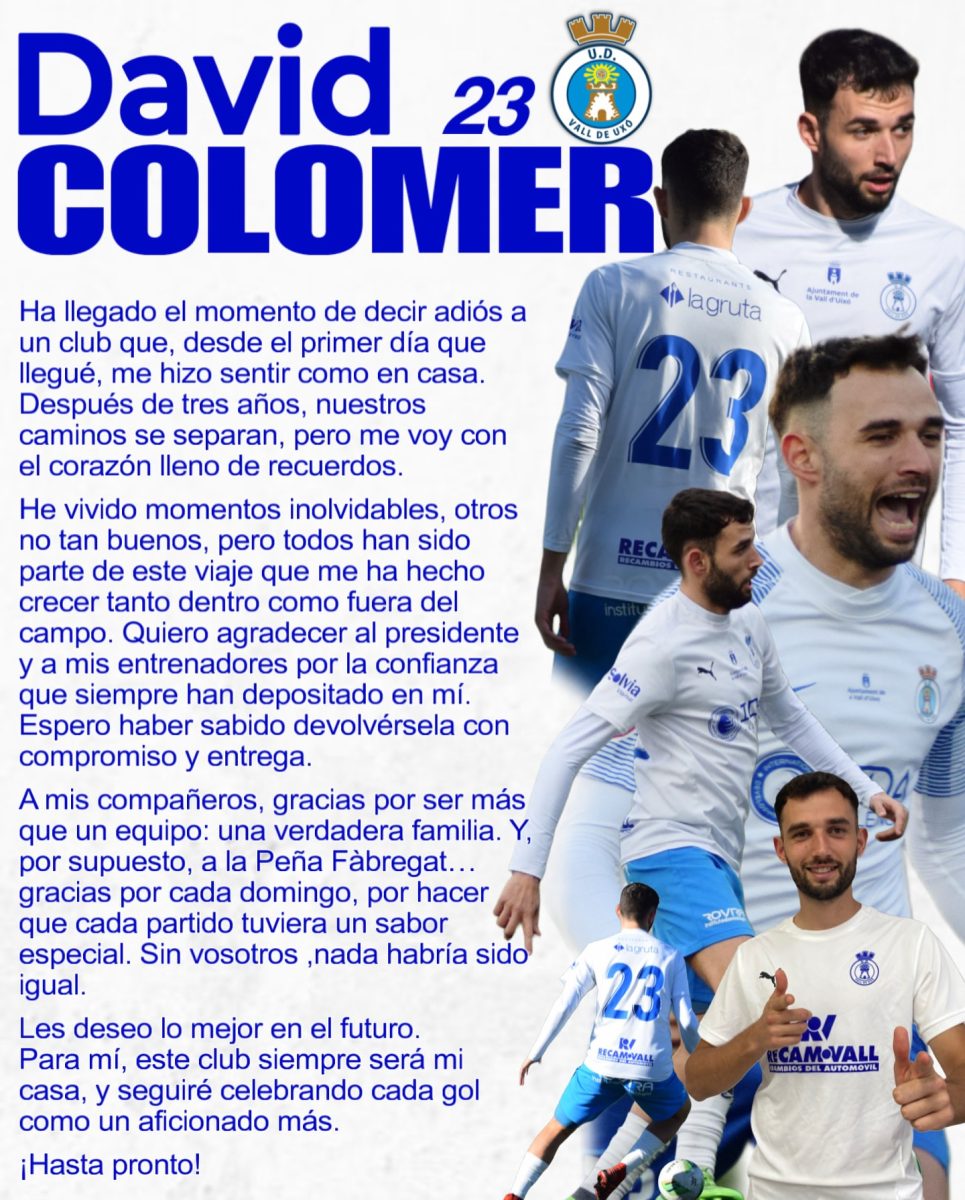 David Colomer, jugador de la UD Vall de Uxó. Foto: Club.