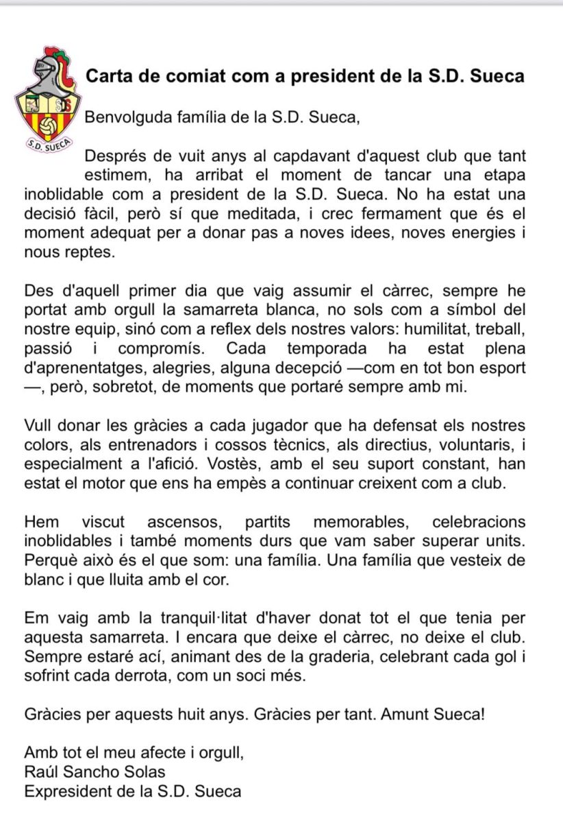 Mensaje de Raúl Sancho.