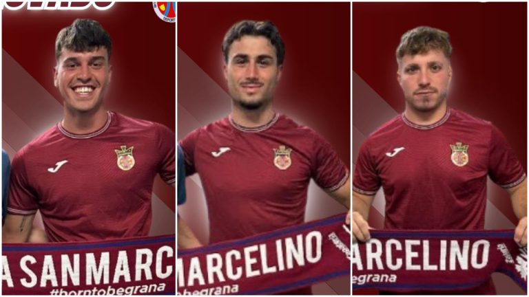 Rubén Villalba, Jota y Leo Román, jugadores del CDA San Marcelino. Foto: Club.